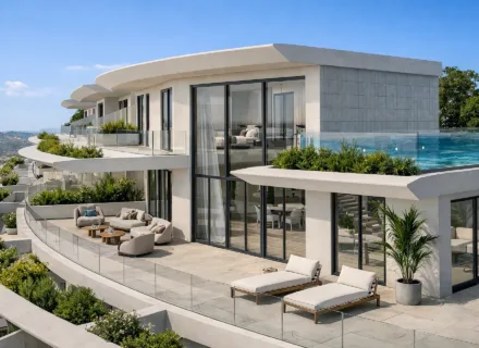 Azurean Marbella modern apartment complex with spacious terraces, infinity pool, panoramic views and luxury architecture
