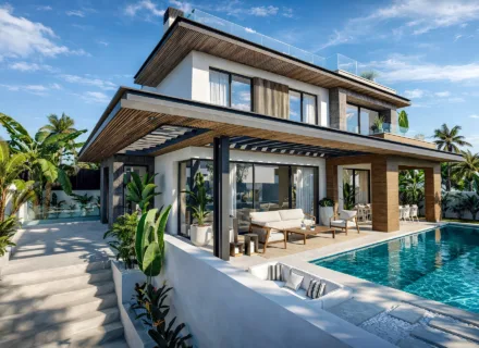 Two-story luxury villa with private swimming pool and outdoor lounge at One Bali Villas