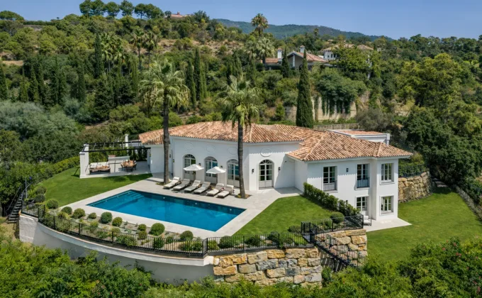 Villa Liora, luxury villa in Marbella with a private pool, landscaped garden and panoramic views of green Andalusian hills