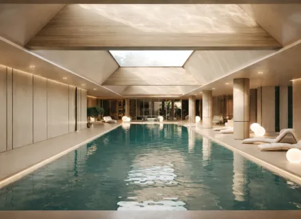 Indoor pool at Sierra Blanca by the Sea designed as part of a luxury wellness and spa area