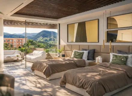 luksusowa sypialnia The Privilege Estepona z widokiem na góry